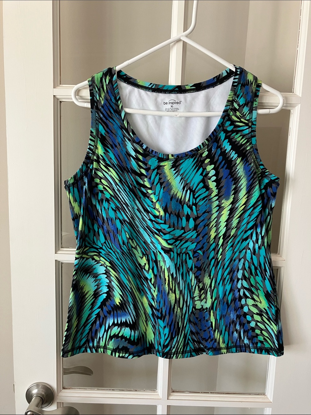 be inspired Blue Green Swirl Printed Tank Top